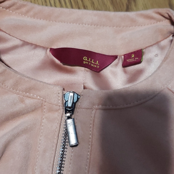Womens 2 suede salmon GILI zippered jacket top - Picture 5 of 8